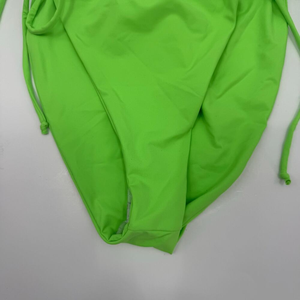 Good American Bikini Bottom Size XL Tiny Ties NWOT Neon Green High Cut Swim NEW - Picture 12 of 14